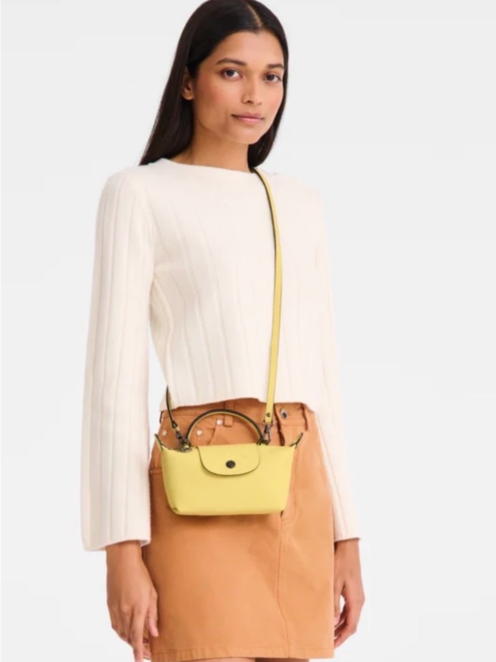 Longchamp Mini Top-Handle Bag in Lime Leather - Picture 9 of 9